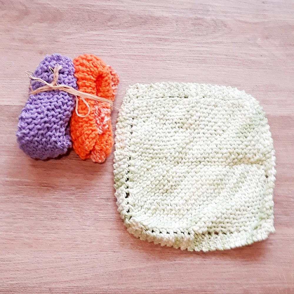 3 Handmade Crochet Washcloths + Lavender Bar Soap / 8